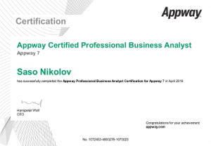 Appway7 ProfessionalBACertification - SasoNikolov